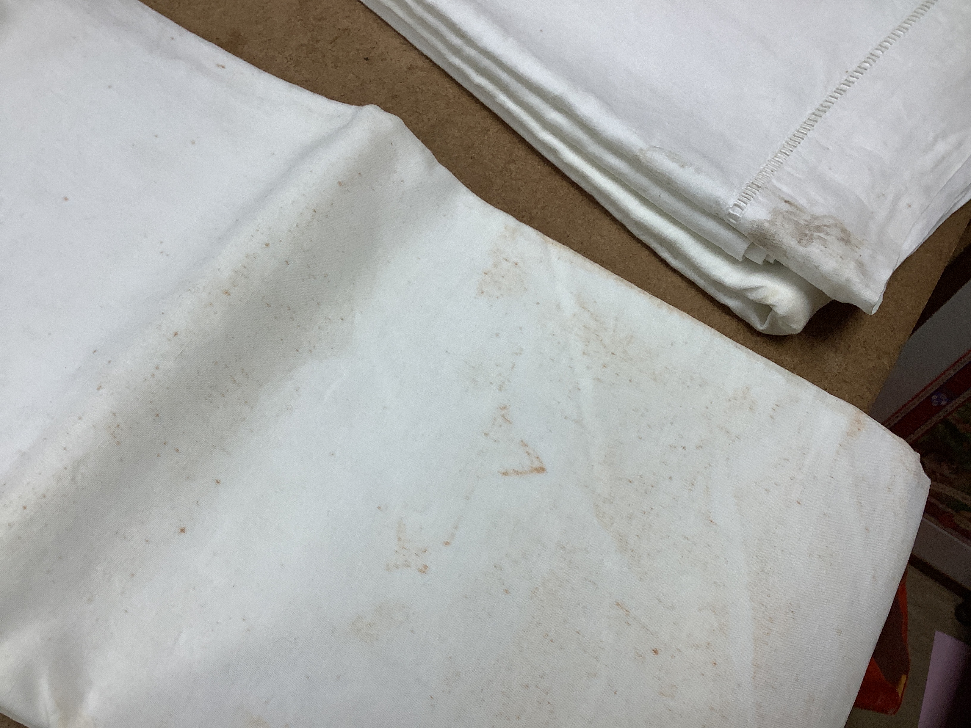 A set of eight French coarse provincial linen sheets